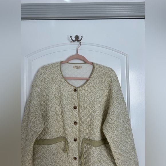 Madewell Quilted Jacquard Snap-Front Collarless Jacket Daisy Blooms size large - Picture 8 of 15